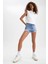 Yüksek Bel Yırtık Detaylı Nakışlı Jean Mini Şort U2959AZ21SM 1