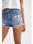 Yüksek Bel Yırtık Detaylı Nakışlı Jean Mini Şort U2959AZ21SM 3