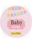 Pembe Zemin Baby Shower Temalı Özel Tasarımlı Dijital Baskılı Çocuk Odası Yuvarlak Fermuarlı Sandalye Minderi 4