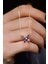 925 Ayar Gümüş Gold Kaplama Mor Zirkon Taşlı Plumeria Kolye 4