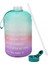 Degrade Plastik Büyük Kapasiteli Su Şişesi Saman Su Şişesi (Purplepinkgreen) (Yurt Dışından) 1
