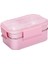 Bento Kutusu Paslanmaz Çelik Çift Gıda Kutusu Çocuk Piknik Okul Öğle Yemeği Kutusu Şirketi Kantin Fast Food Lunch Box | Öğle Yemeği Kutuları (Pembe) (Yurt Dışından) 1
