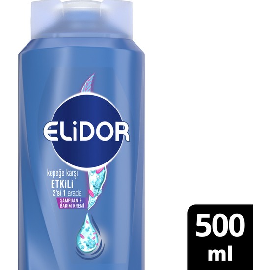 Elidor Superblend 2'si 1 Arada Şampuan ve Saç Bakım Kremi Kepeğe Karşı Etkili B3 Vitamini Çay Ağacı Yağı Aloe Vera 500 ml