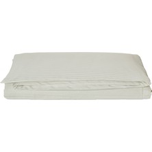 Komfort Home Çift Kişilik Çizgili Pamuk Saten Nevresim / Krem