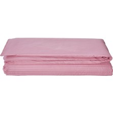 Komfort Home Battal Boy Çizgili Pamuk Saten Nevresim / Pudra