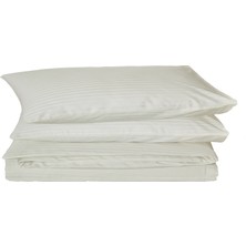Komfort Home Çift Kişilik Çizgili Pamuk Saten Nevresim Seti / Krem