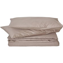 Komfort Home Battal Boy Çizgili Pamuk Saten Nevresim Seti / S. Kahve