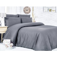 Komfort Home Tek Kişilik Çizgili Pamuk Saten Nevresim Takımı