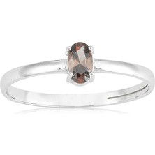 Fasek Gold Tektaş Altın Yüzük - 14 Ayar Altın 0.40 Karat Smoky Quartz Taşlı Minimal Evlilik Teklifi Yüzüğü