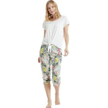 BLACKSPADE 60078 BAYAN KISA KOL KAPRİ BEYAZ PİJAMA TAKIMI