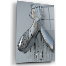 Eliza Home  Metal Eller Cam Tablo Gümüş