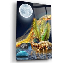 Eliza Home  Gold Geyikler Cam Tablo