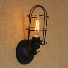 Riolight  Retro Kafesli Mafsalı Siyah Rustik Aplik