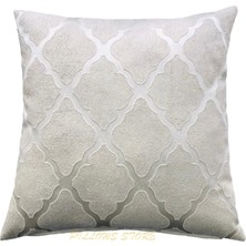 Pillows Store Geometrik Desenli Beyaz Kabartmalı Kırlent Kılıfı 45CM*45CM