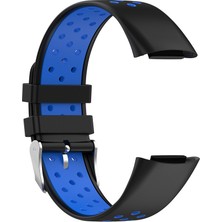 ZH Store Fitbit Charge 5 İçin Çift Renkli Metal Toka Delik Silikon Saat Kayışı (Yurt Dışından)