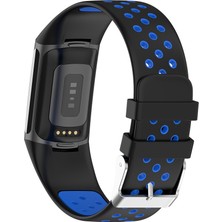 ZH Store Fitbit Charge 5 İçin Çift Renkli Metal Toka Delik Silikon Saat Kayışı (Yurt Dışından)