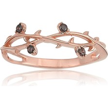 Fasek Gold Altın Yüzük - 14 Ayar Altın Sarmaşık Smoky Quartz Taşlı Yüzük - Eşe, Sevgiliye, Anneler Gününe Yüzük