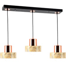 TT Aydınlatma TT017-3S-MKRM Tt Aydınlatma Mermer Desen 3'lü Sıralı Krem Avize