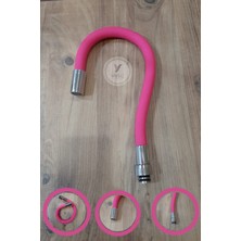 Yayke Pembe  Renkli Oynar Başlıklı Spiral Musluk Başlığı Batarya Başlığı Dönebilir Boru Kubar