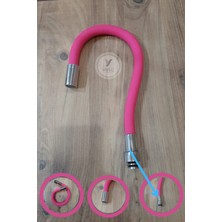 Yayke Pembe  Renkli Oynar Başlıklı Spiral Musluk Başlığı Batarya Başlığı Dönebilir Boru Kubar