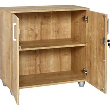 FURNI24 Kilitli Kapaklı Dosya Dolabı 80CM Safir Meşe Rengi
