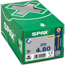 Spax Sunta Vidası 4 x 80 mm 200 Adet Yarım Dişli Havşa Başlı Yellox Kaplama