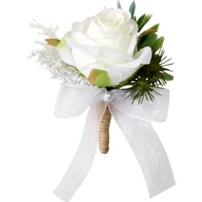 Ashley Beyaz Broş Gelin Damat Nedime Koruyucu Yapay Kumaş Çiçek Pin (Yurt Dışından)
