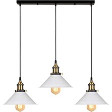 Riolight retro,vintage,rustik 3XE27 siyah gövde beyaz başlık masa üstü masa üstü avize çap:60cm