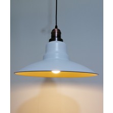 Riolight retro,vintage mutfak,oda,cafe,oteller için beyaz 1xe27 metal sarkıt avize çap:37cm