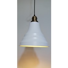 Riolight retro,vintage mutfak,oda,otel,cafeler için beyaz 1xe27 metal sarkıt avize çap:23cm