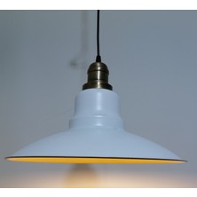 Riolight retro,vintage mutfak,oda,cafe,oteller için beyaz 1xe27 metal sarkıt avize çap:37cm