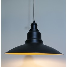 Riolight retro,vintage mutfak,oda,cafe,oteller için siyah 1xe27 metal sarkıt avize çap:37cm