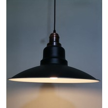 Riolight retro,vintage mutfak,oda,cafe,oteller için siyah 1xe27 metal sarkıt avize çap:37cm