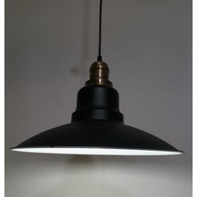 Riolight retro,vintage mutfak,oda,cafe,oteller için siyah 1xe27 metal sarkıt avize çap:37cm