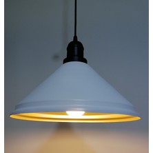 Riolight retro,vintage mutfak,oda,cafe,oteller için beyaz 1xe27 metal sarkıt avize çap:33cm