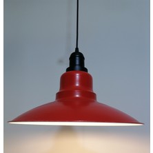 Riolight retro,vintage mutfak,oda,cafe,oteller için kırmızı 1xe27 metal sarkıt avize çap:37cm