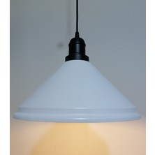 Riolight retro,vintage mutfak,oda,cafe,oteller için beyaz 1xe27 metal sarkıt avize çap:33cm