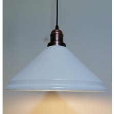 Riolight retro,vintage mutfak,oda,cafe,oteller için beyaz 1xe27 metal sarkıt avize çap:33cm