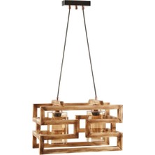 Riolight Retro,vintage,rustik Ahşap ikili bal camlı Avize Uzunluk: 40CM