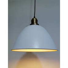 Riolight retro,vintage mutfak,oda,cafe,oteller için beyaz 1xe27 metal sarkıt avize çap:28cm