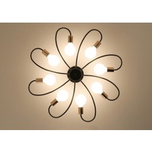 Riolight Retro,vintage,rustik 8XE27 siyah metal Plofonyer Avize(gloplar ampuldür fiyata dahil değildir)