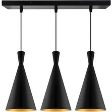 Riolight vintage,retro,rustik 3XE27 siyah metal sıralı masa üstü sarkıt avize uzunluk:60cm