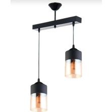 Riolight  Sıralı Ikili Camlı Sarkıt Avize Uzunluk: 30 cm