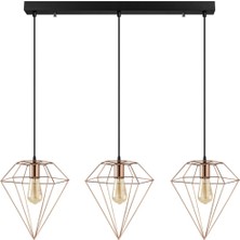 Riolight Retro,rustik,vintage  Pramit Gold Üçlü Sıralı Sarkıt Avize Uzunluk: 60CM