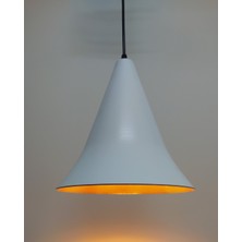 Riolight Retro,rustik,vintage 1xe27 duylu  Beyaz Içi Altın Metal Tekli Sarkıt avize