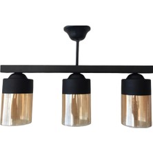 Riolight vintage,retro,rustik 3XE27 siyah gövde siyah metal gövde sarkıt avize uzunluk:60cm