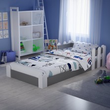 Tulip Life Montessori Karyola Beyaz-Antrasit 90X190 Yatak Uyumlu Oval Kesim Çocuk Yatağı TLP-306
