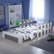 Tulip Life Montessori Karyola Beyaz-Antrasit 90X190 Yatak Uyumlu Oval Kesim Çocuk Yatağı TLP-314