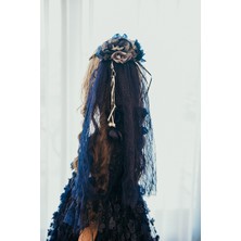 Mialora Couture Duvaklı , Tamamı 3 Boyutlu Kumaş , Kız Çocuk Elbise, Vintage Elbise.