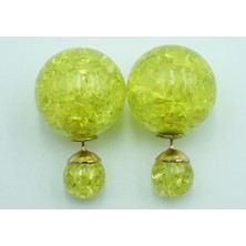 Profisher Opal Boncuk Renkli Kristal Küre Saplama Küpe 11 Renk Yeşil Açık